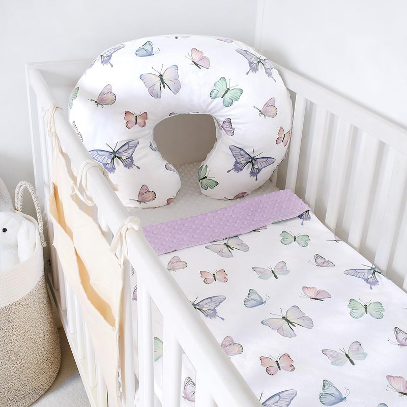 iEvolve Minky Nursing Pillow Cover Breast Feeding Pillow Cover Slipcover U Shape for Baby Boy Girl,Cover Only(Pillow & Pad Cover Butterfly, Pack of 2) - Image 5